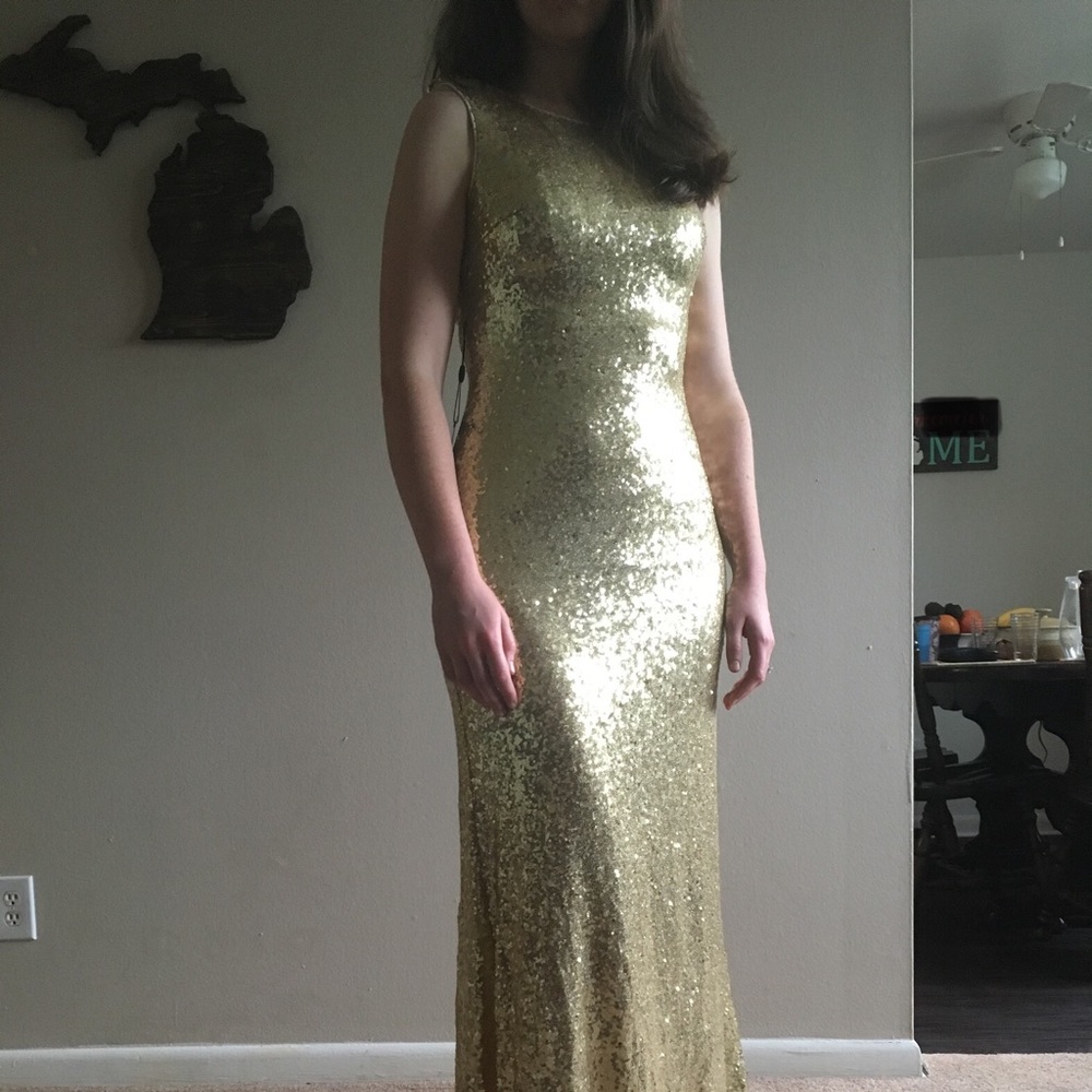 Long gold formal gown